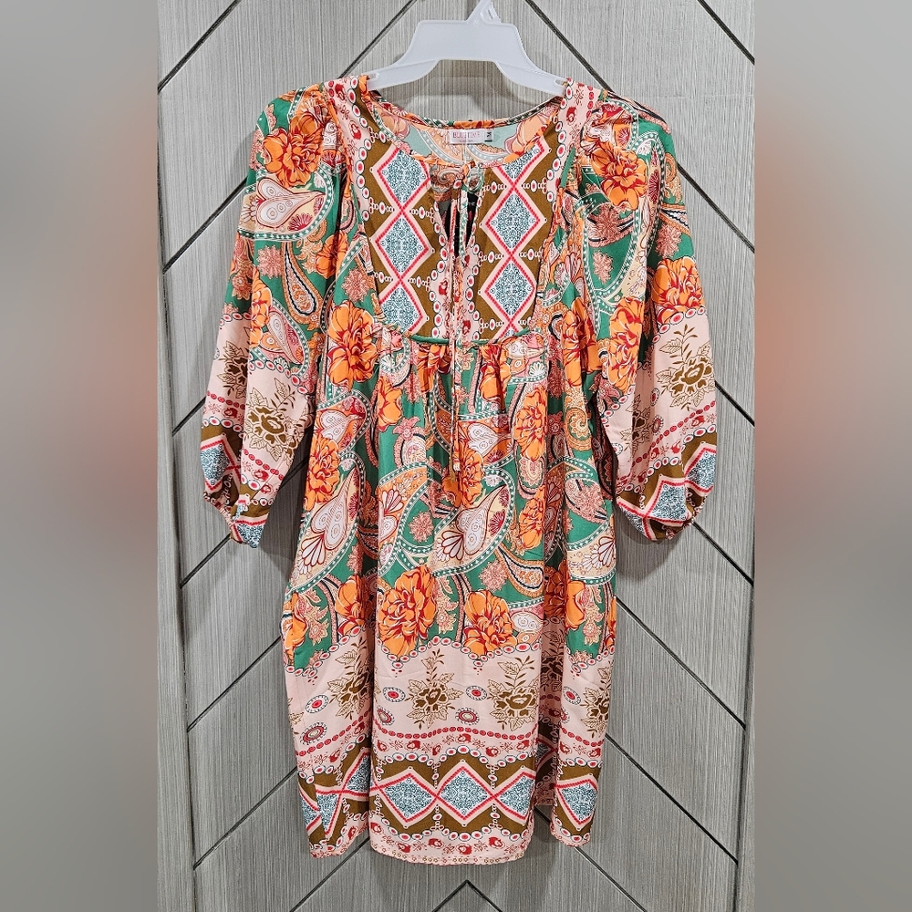 Floral Bohemian Midi Dress - Multicolor
